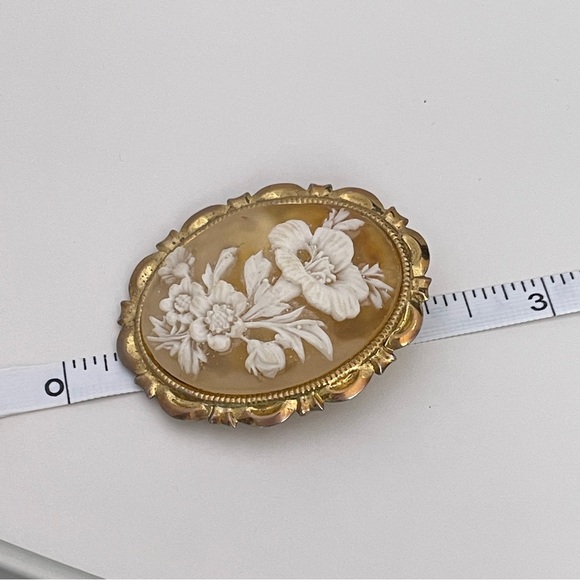 Vintage 40's Lucite Floral CAMEO CottageCore Fairy Ballet Core Retro Dress Clip - Picture 7 of 8